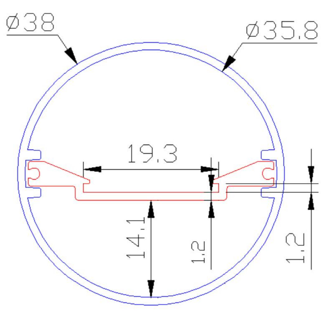 Size of LED tube housing